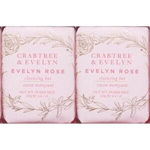 Crabtree Evelyn SET of 2 Evelyn rose soap bar 124g/ 4.4 oz.